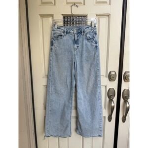 American Eagle Super High Rise Baggy Wide Leg Jeans Light Wash Size 00 Short
